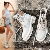 New Thick-soled Short Martin Boots Women's Retro Denim Lace-up - Fashionner